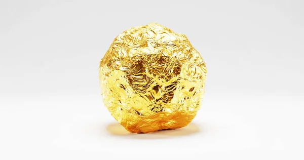Altın top. Altın küre. Altın renkli 3D top. Tırtıklı altın top. 3d oluşturma.