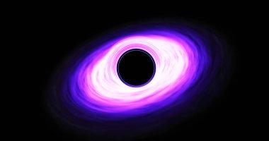 Mor kara delikler 3D görüntüleme. Gizemli ve solucan deliği boyutu.