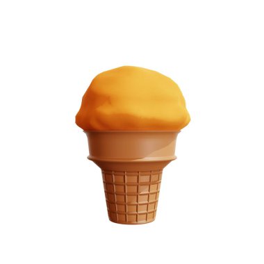 Portakallı dondurma külahı oyuncağı. 3d oluşturma.