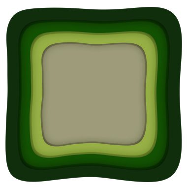 Yeşil ve gri kağıt kare kare kesim arka plan. 3d oluşturma.