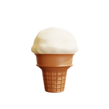 Vanilyalı dondurma külahı oyuncağı. 3d oluşturma.