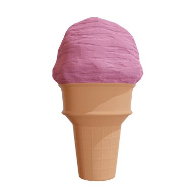 Çilekli dondurma külahı. 3d oluşturma.