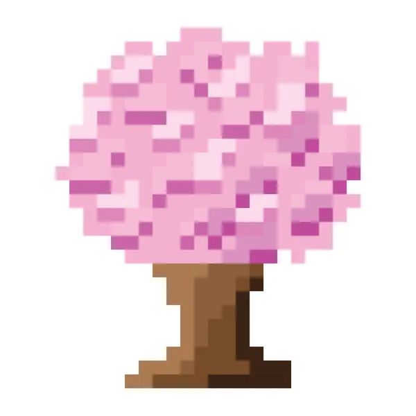 Różowy Piksel Drzewny Zdjęcie Wektorowe — Wektor stockowy