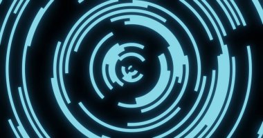 Siyah ve mavi soyut çember teknolojisi. 3d oluşturma.