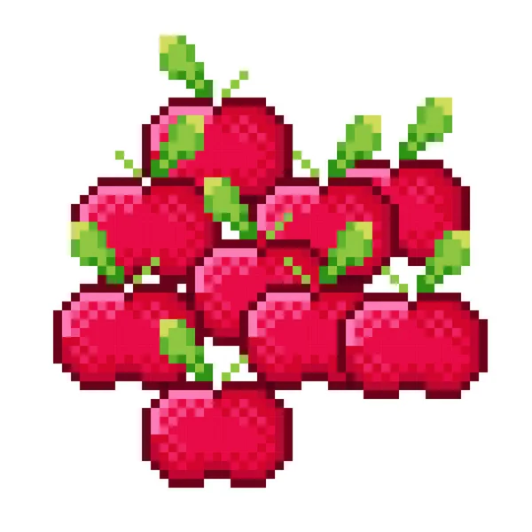 Illustration Pixel Art Äpfel Vektorbild — Stockvektor