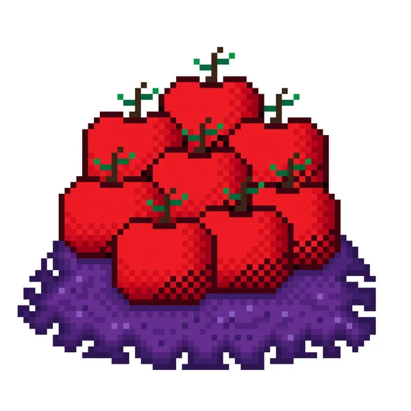 Illustration Pixel Art Pommes Image Vectorielle Apple Sur Papier Pixel — Image vectorielle