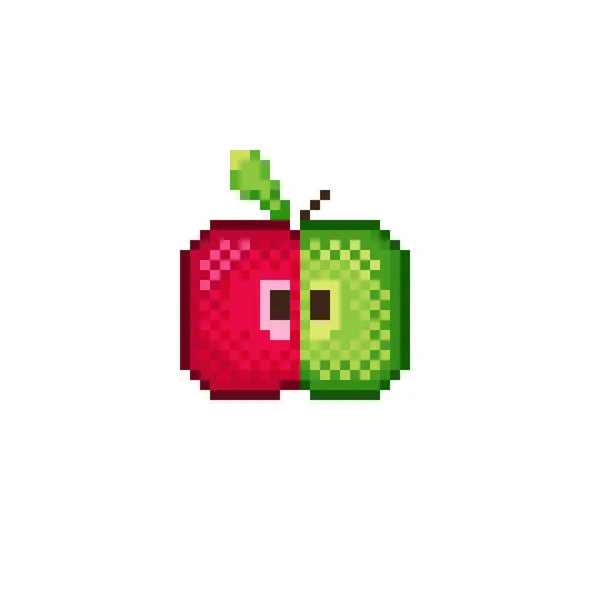 说明像素艺术苹果 矢量图片 Apple 2彩色像素艺术 — 图库矢量图片