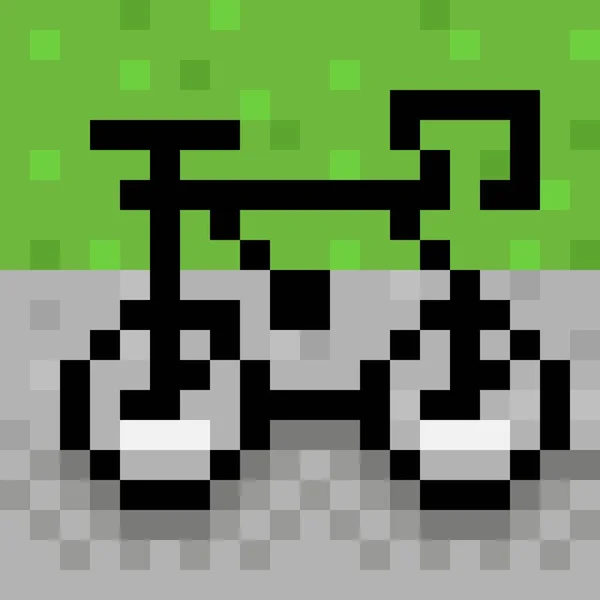 Vélo Dans Pixel Art Jardin Illustration Vectorielle — Image vectorielle