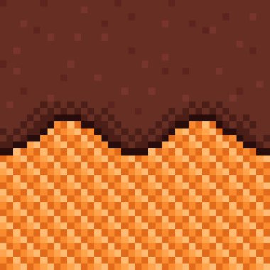 Çikolata kaplı gofretler, kusursuz desenli pikseller. Vektör arkaplanı.