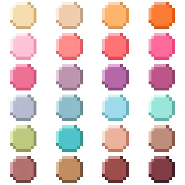 Face Circles Sweet Color Set Pixel Art Vector Illustration — Stock Vector