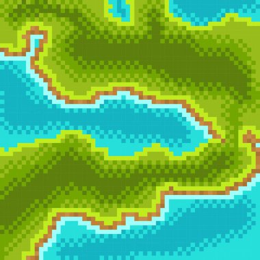 Manzara üst görünüm piksel sanatı. Vektör illüstrasyonu.