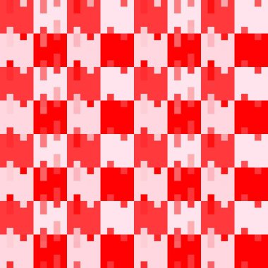 Kırmızı ve pembe mozaik dama tahtası, pürüzsüz desenli arka plan. Vektör illüstrasyonu.