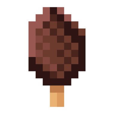 Dondurma çubuklarının pikseli. Çikolata kaplı dondurma. Simge dondurması.