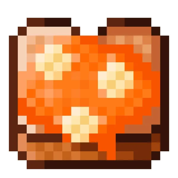 Banán Krájený Oranžový Jam Toast Pixel Art Vektorová Ilustrace — Stockový vektor