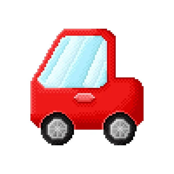 Röd Pickup Lastbil Pixel Konst Biltecknad Film Vektorillustration — Stock vektor