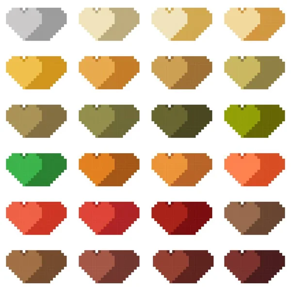 Heart Pixel Art Set Vector Illustration Valentine Day Colorful Nature — Stok Vektör