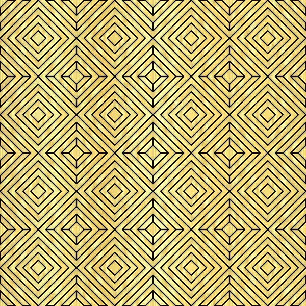 Altın ve siyah soyut geometrik köşegen, altın arkaplanda dikişsiz şekil. Vektör illüstrasyonu.