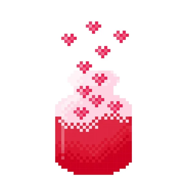 Elixír Lásky Pixelové Umění Vektorová Ilustrace Valentýn — Stockový vektor