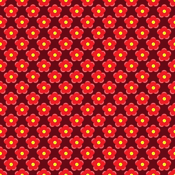 Red Flower Seamless Pattern Crimson Background Vector Illustration Wrapping Paper — Stock Vector