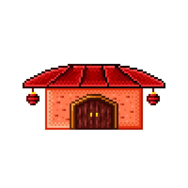 Chinese Temple Pixel Art Vector Illustration Chinese New Year — стоковый вектор