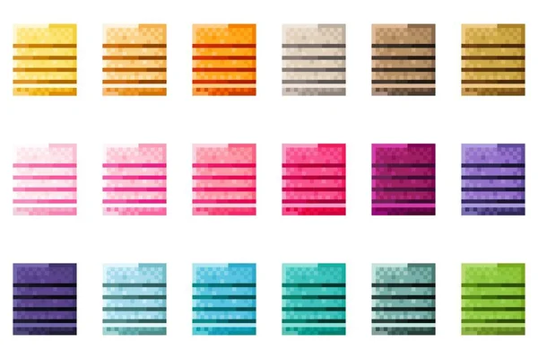 Colorful Square Paper Reminders Set Pixel Art Vector Illustration — Stockvektor