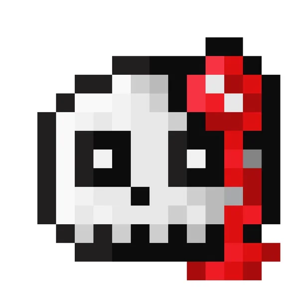 Icona Del Cranio Pixel Art Buon Halloween Cranio Sanguinante — Vettoriale Stock