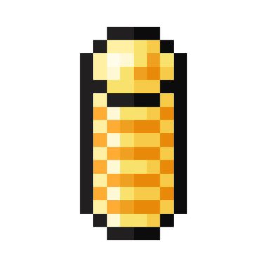 Bir sürü altın sikke piksel sanatı. Vektör illüstrasyonu.