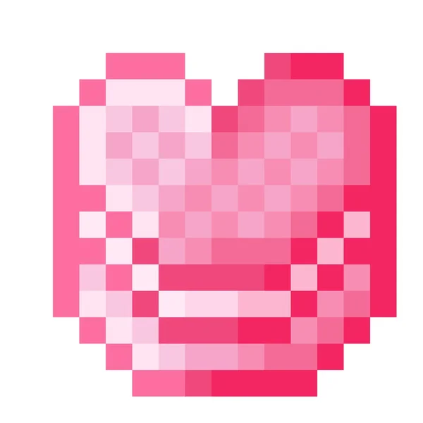 Różowe Serce Macaron Pixel Art Ilustracja Wektora Walentynki — Wektor stockowy