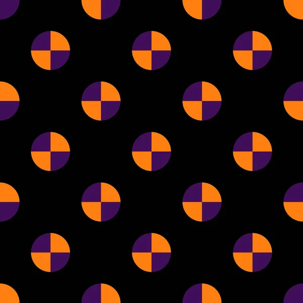 Πορτοκαλί Και Μωβ Πουά Χωρίς Ραφή Μοτίβο Μαύρο Φόντο Εικονογράφηση — Διανυσματικό Αρχείο