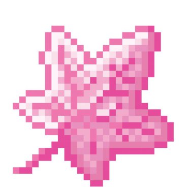 Maple leaf pixel art. Vector illustration.