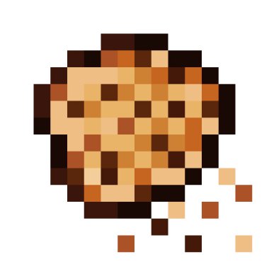 Çikolata parçacıklı kurabiye pikseli resim. Vektör resmi.