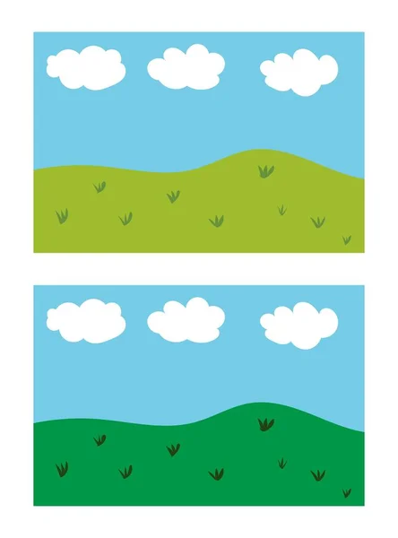 Nature Landscape Meadow Sky Vector Illustration — стоковый вектор