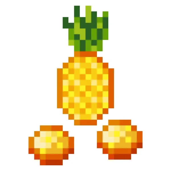 Pixel Art Ananas Illustrazione Del Cartone Animato Vettoriale — Vettoriale Stock