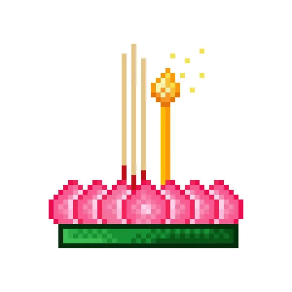 Pixel Art Krathong Thaïlande Loy Krathong Festival — Image vectorielle