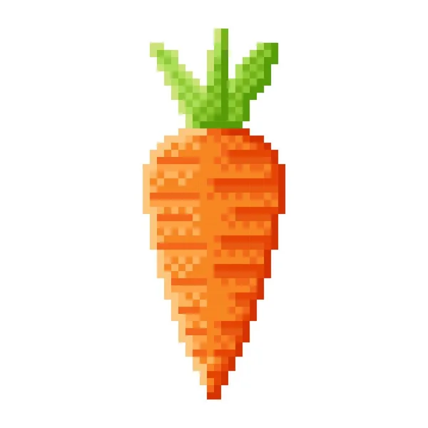 Arte Píxeles Zanahoria Vegetal Naranja Pixelate Vector Ilustración Icono Zanahoria — Archivo Imágenes Vectoriales