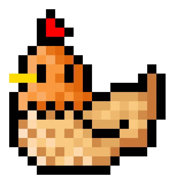 Sztuka Pikseli Kurczaka Hen Pixel Art Wektor Ilustracji — Wektor stockowy