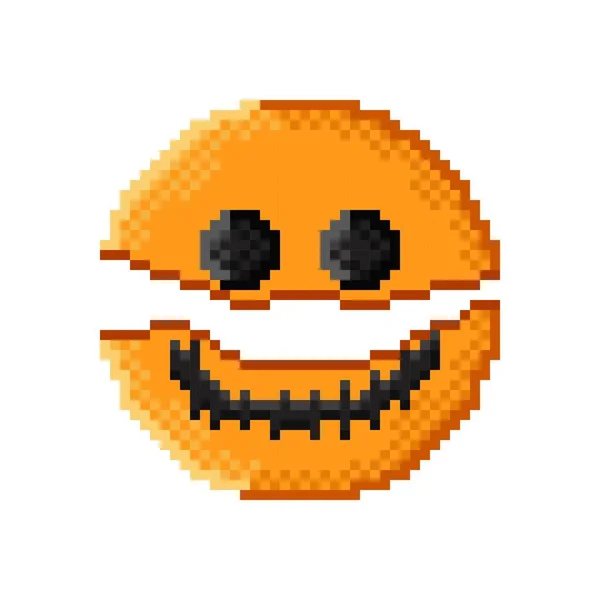 Horreur Face Cercle Pixel Art Cercle Pixel Art Joyeux Halloween — Image vectorielle