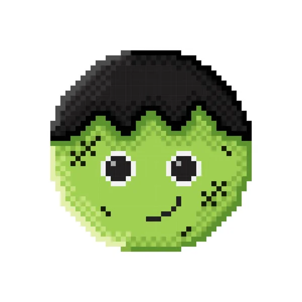 Lindos Personajes Halloween Frankenstein Icono Pixel Art Feliz Halloween Arte — Archivo Imágenes Vectoriales