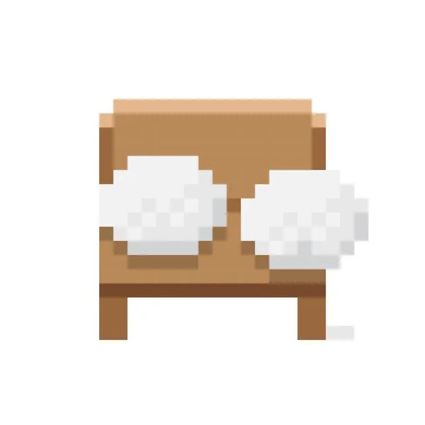 木制椅子和枕头像素艺术 椅子图标 图标家具 — 图库矢量图片
