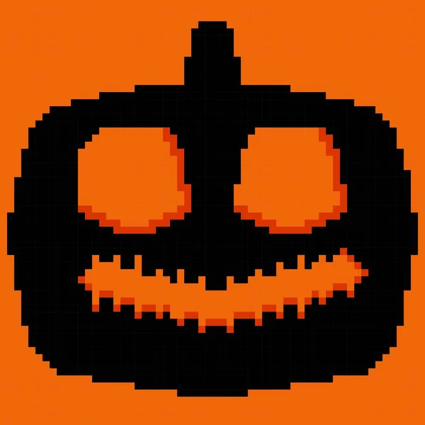Halloween Pumpkin Pixel Art Vector Illustration — Stok Vektör
