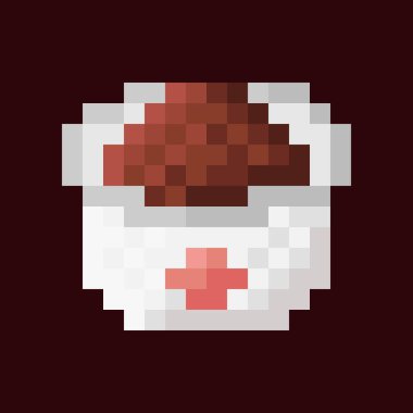 Çikolatalı dondurma bardağı pikseli. Vektör illüstrasyonu.