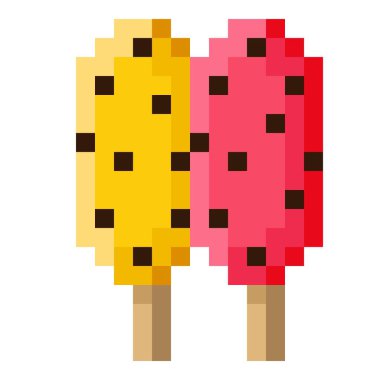 Karpuzlu dondurma piksel sanatı. Vektör illüstrasyonu.