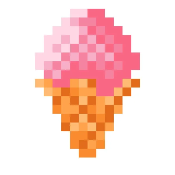 Çilekli Dondurma Pikseli Vektör Illüstrasyonu — Stok Vektör