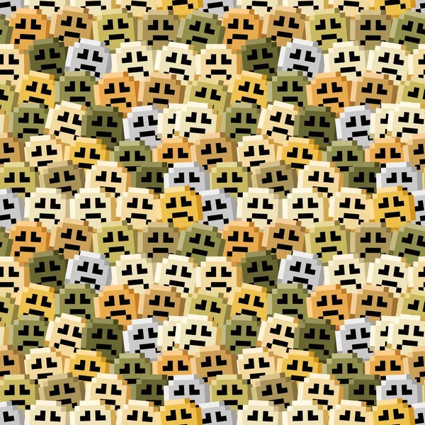 Gesichtskreis Schmerzhaft Natur Farbe Nahtlose Muster Pixelkunst Vektorillustration — Stockvektor