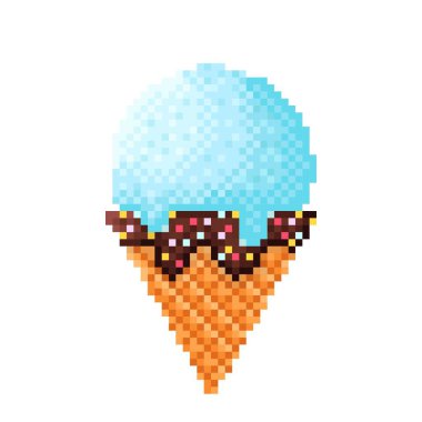 Mavi dondurma pikseli. Vektör illüstrasyonu.