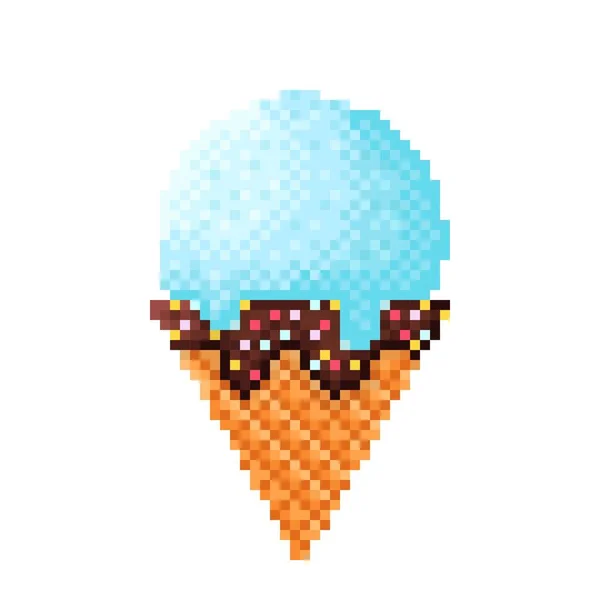 Mavi Dondurma Pikseli Vektör Illüstrasyonu — Stok Vektör