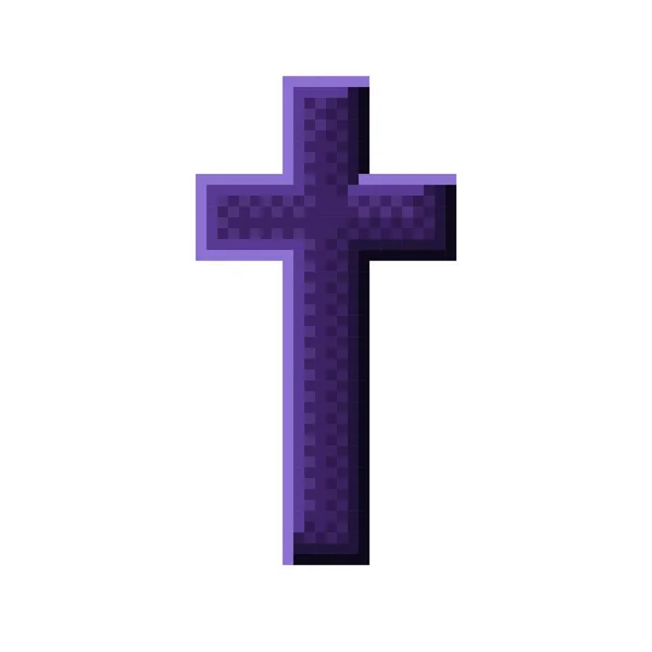 Cross Icon Pixel Art Christian Crosses Vector Illustration Happy Halloween — ストックベクタ