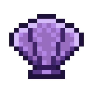 Kabuk simgesi piksel sanatı. Deniz tarağı piksel sanatı. Vektör illüstrasyonu.