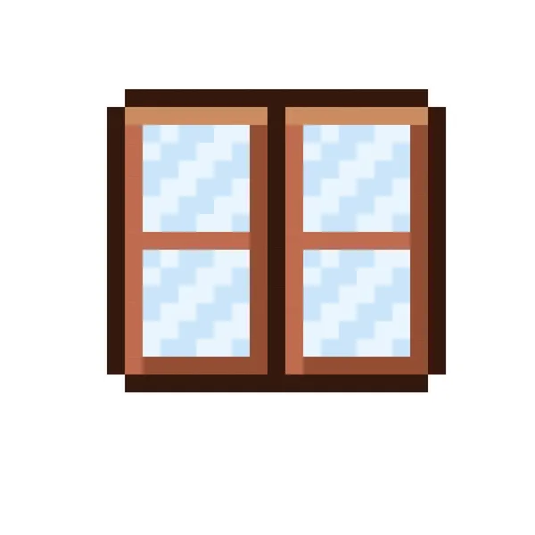 Wooden Window Pixel Art — 스톡 벡터