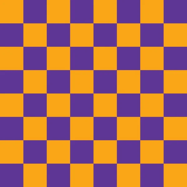 オレンジと紫のチェックボードのパターンの背景 — ストックベクタ